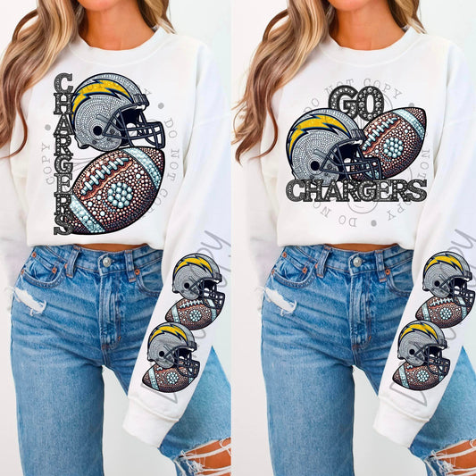 BLING CHARGE CREWNECK SWEATSHIRT W/ SLEEVE PRINT
