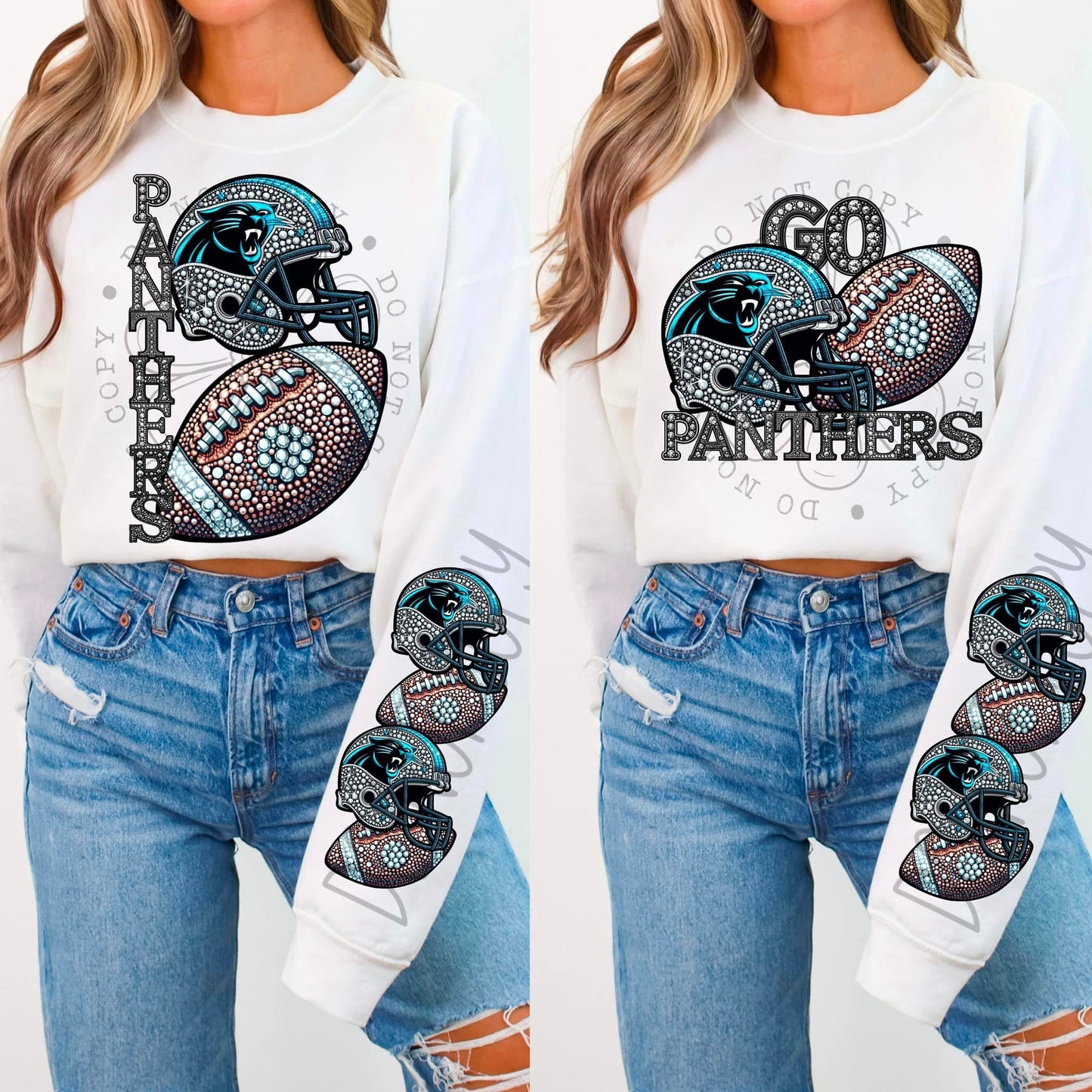 BLING PANTH CREWNECK SWEATSHIRT W/ SLEEVE PRINT