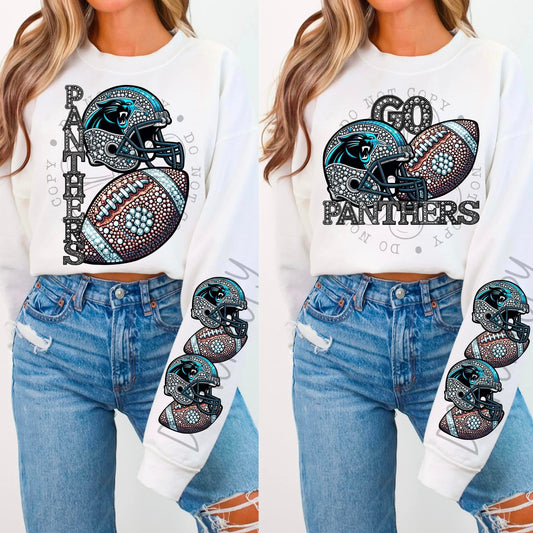 BLING PANTH CREWNECK SWEATSHIRT W/ SLEEVE PRINT