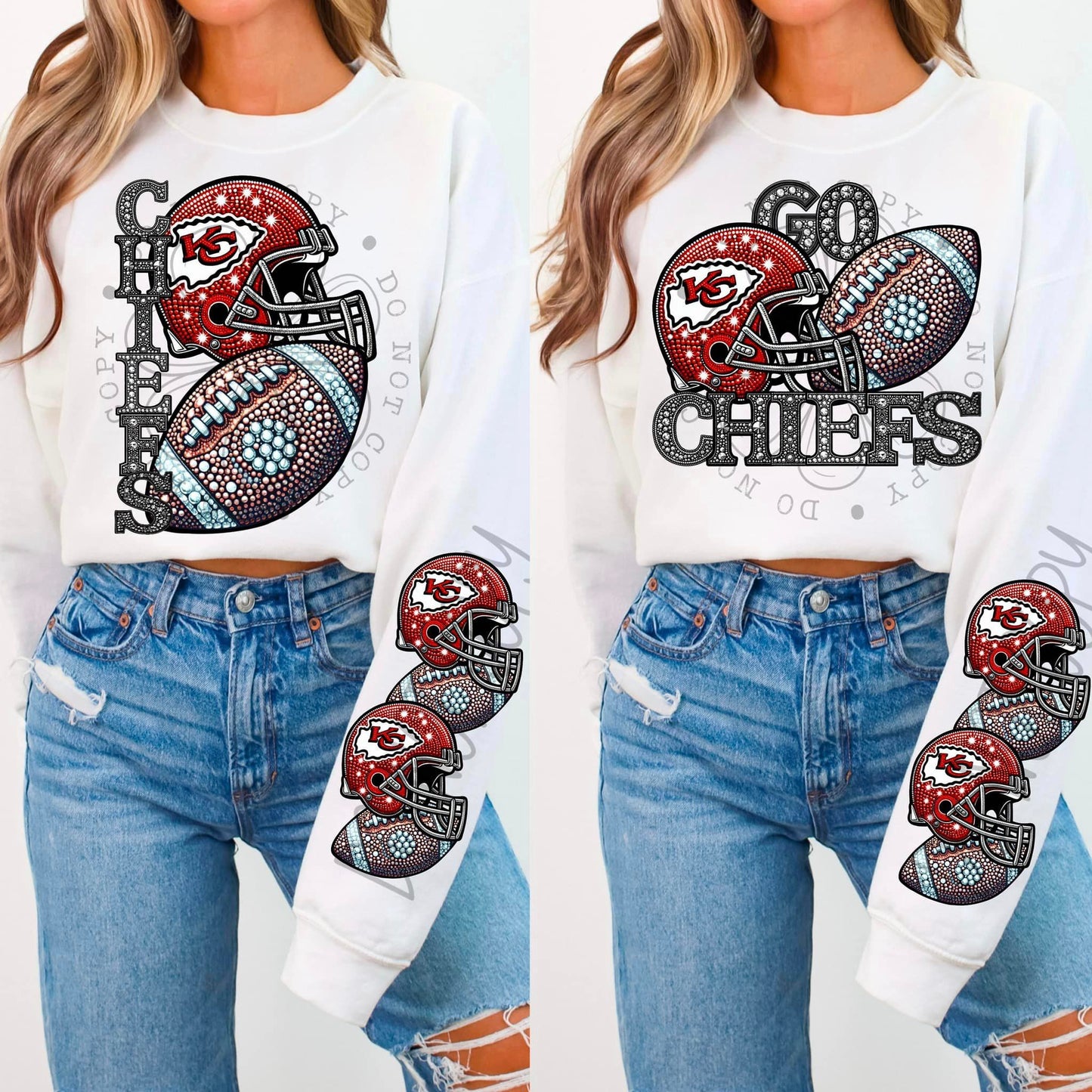 BLING KC SWEATSHIRT W/ SLEEVE PRINT