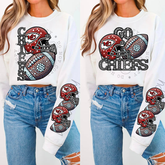 BLING KC SWEATSHIRT W/ SLEEVE PRINT