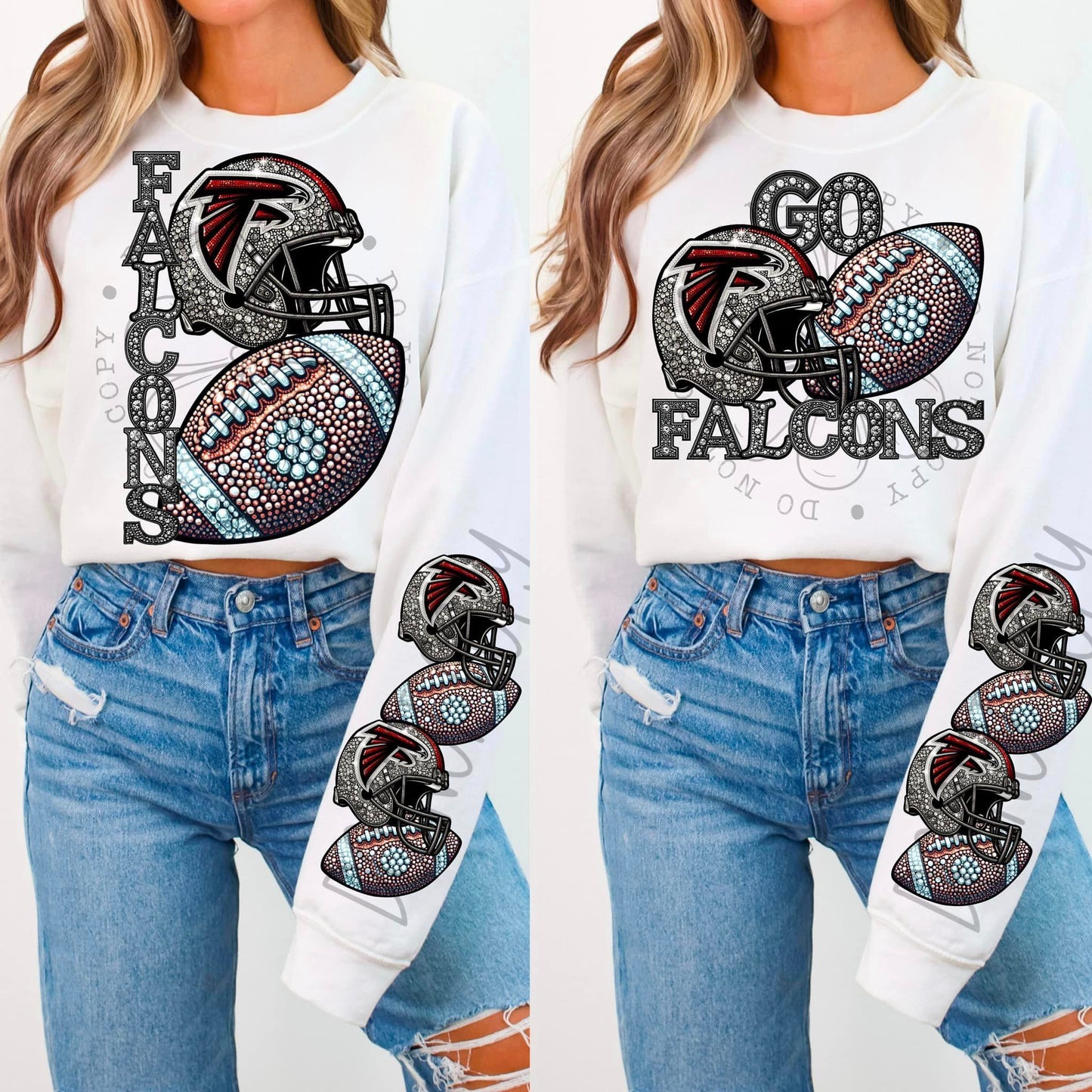 BLING FALC SWEATSHIRT W/ SLEEVE PRINT