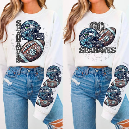 BLING SHAWK SWEATSHIRT W/ SLEEVE PRINT