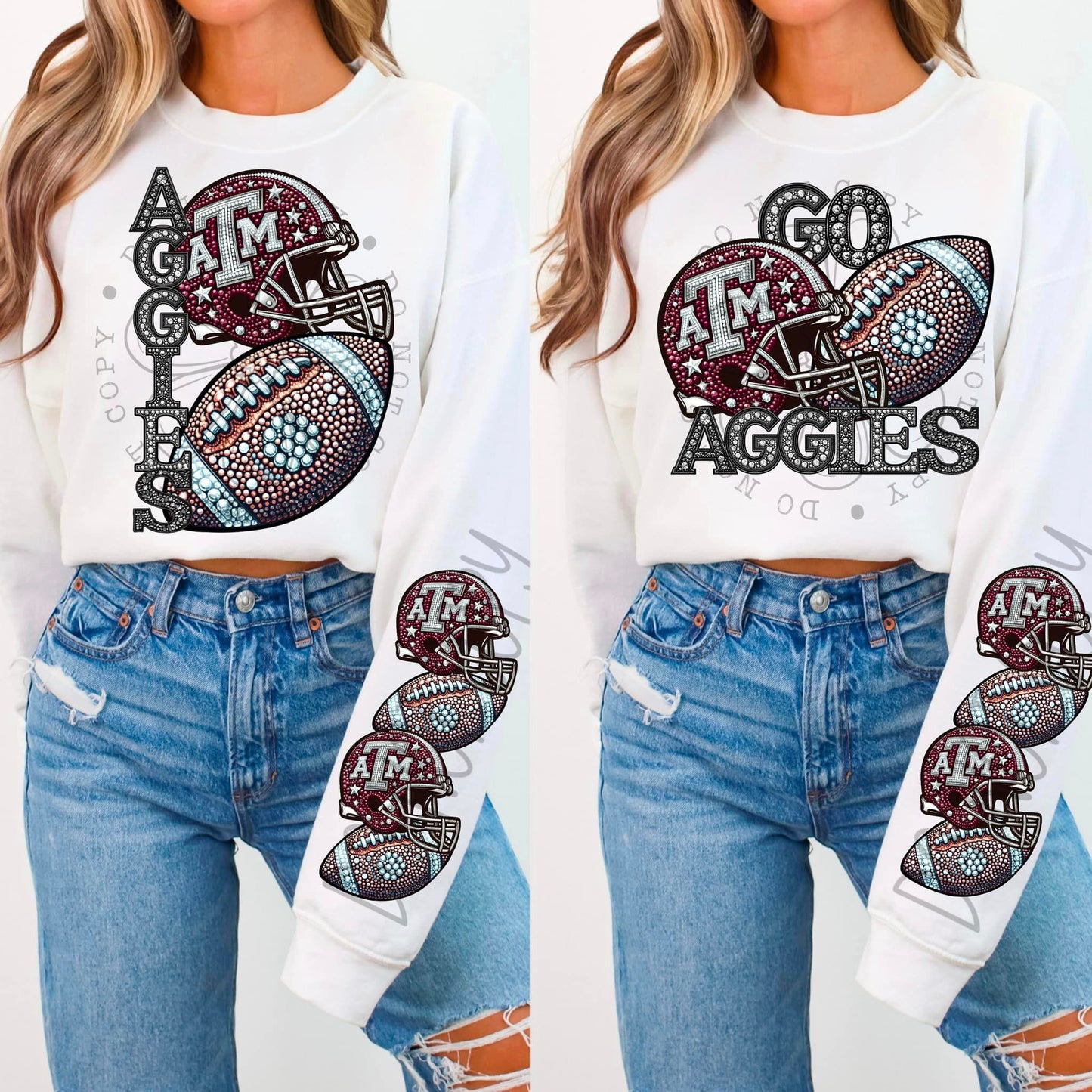 BLING AGG SWEATSHIRT W/ SLEEVE PRINT