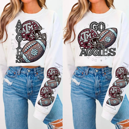 BLING AGG SWEATSHIRT W/ SLEEVE PRINT