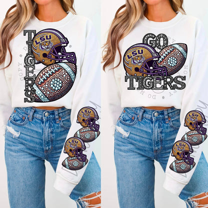 BLING TIGER SWEATSHIRT W/ SLEEVE PRINT
