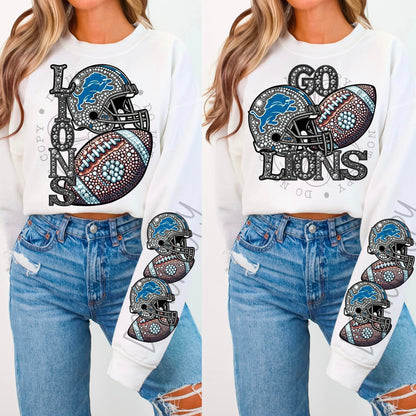 BLING LIONS SWEATSHIRT W/ SLEEVE PRINT