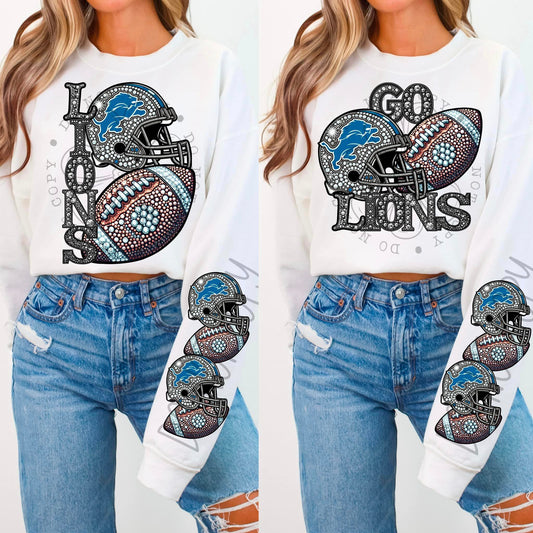 BLING LIONS SWEATSHIRT W/ SLEEVE PRINT