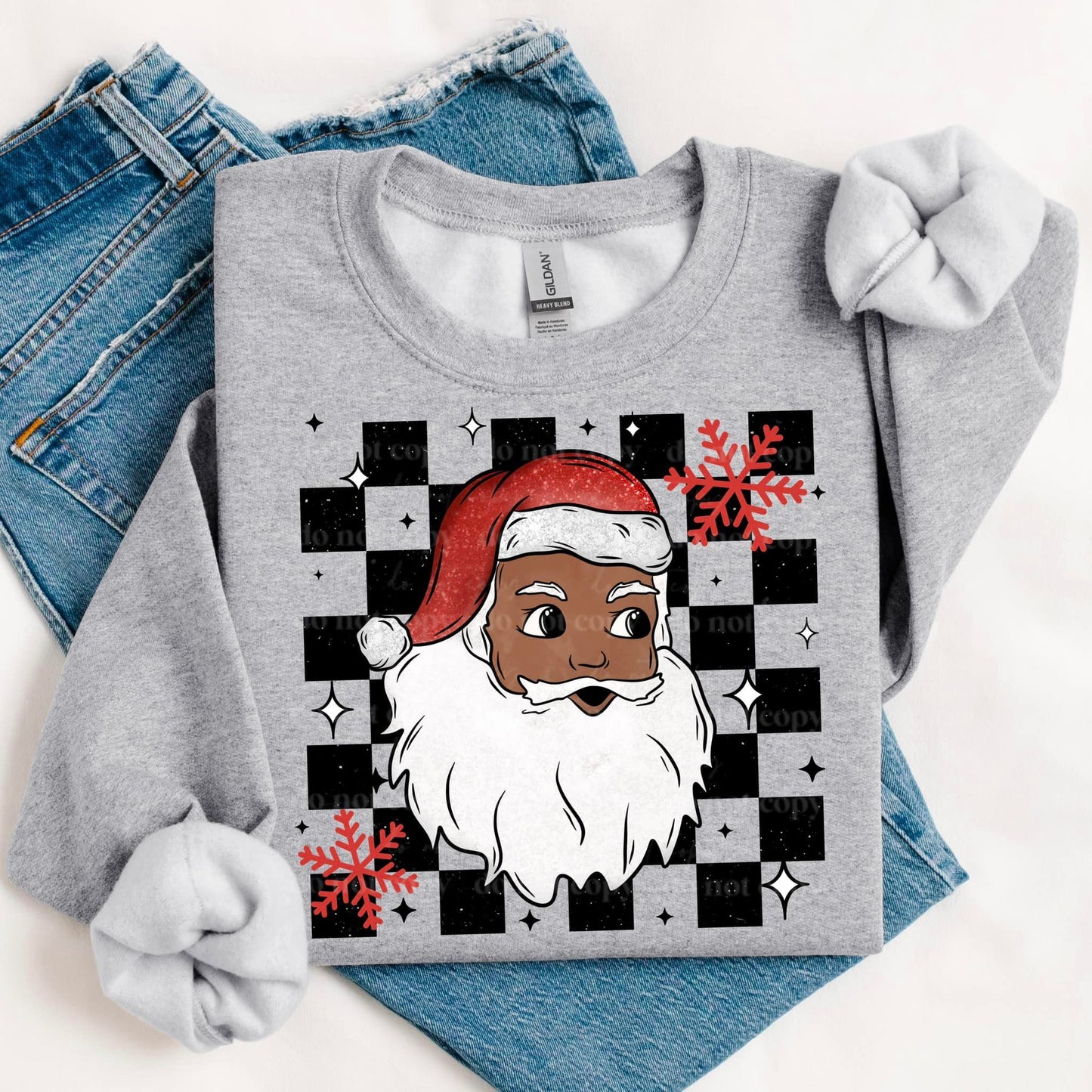 CHECKERED SANTA CREWNECK SWEATSHIRT