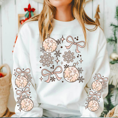 ORNAMENT BOWS SWEATSHIRT W/ SLEEVE PRINT