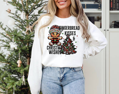 GINGERBREAD KISSES CHRISTMAS WISHES CREWNECK SWEATSHIRT