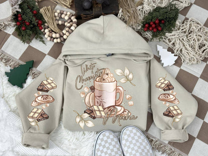 WHITE CHOCOLATE MOCHA SWEATSHIRT W/ SLEEVE PRINT