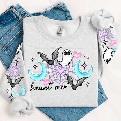 HAUNT ME SWEATSHIRT W/ SLEEVE PRINT