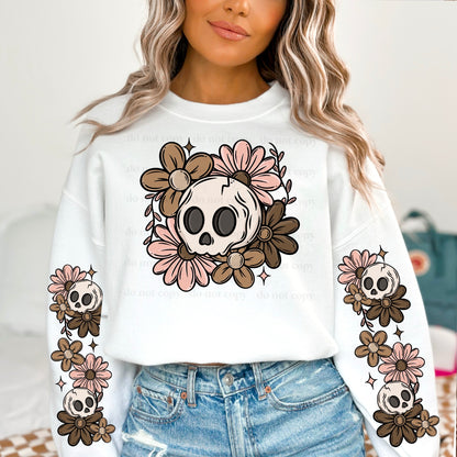 NEUTRAL SKULL SWEATSHIRT W/ SLEEVE PRINT