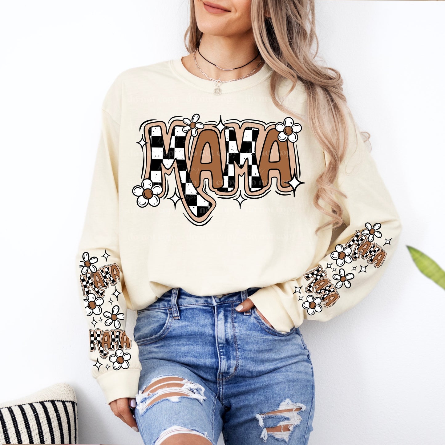 MAMA DAISY SWEATSHIRT W/ SLEEVE PRINT