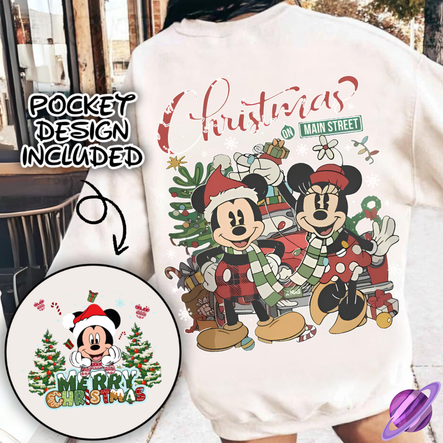 CHRISTMAS ON MAIN 6 SWEATSHIRT W/ POCKET PRINT