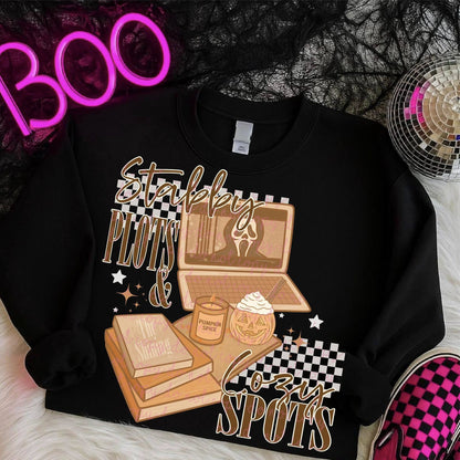 STABBY PLOTS & COZY SPOTS CREWNECK SWEATSHIRT