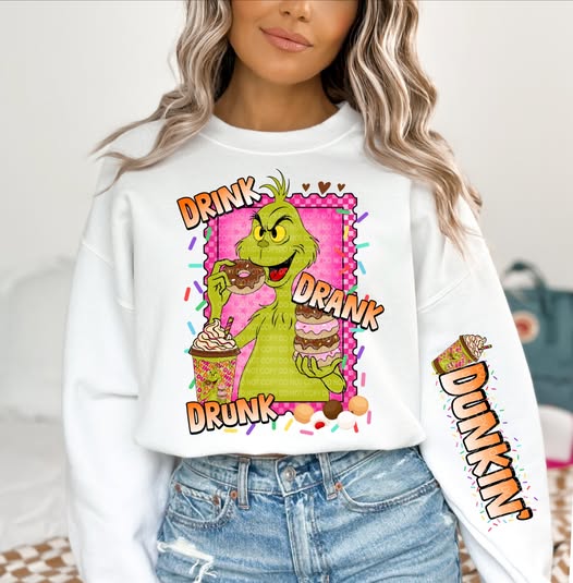 DRINK DRANK DRUNK -SWEATSHIRT W/ SLEEVE PRINT