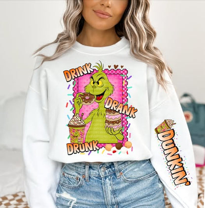 DRINK DRANK DRUNK -SWEATSHIRT W/ SLEEVE PRINT