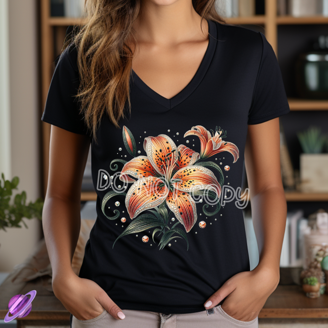 LUMINOUS LILY BLOOM TEE VNECK