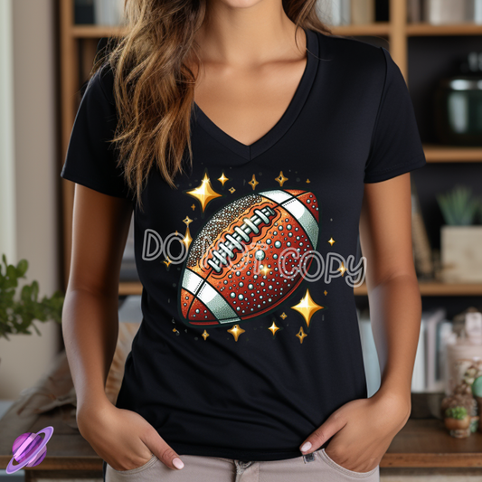 FOOTBALL SHIMMER TEE VNECK