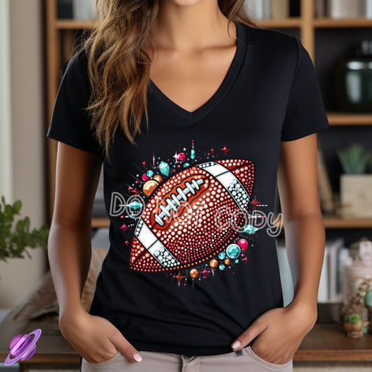 BLING FOOTBALL FEVER TEE VNECK