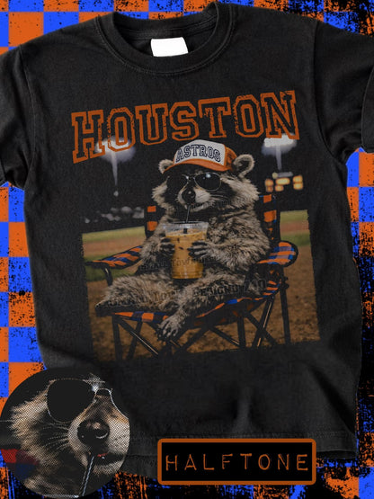 HALFTONE BASEBALL RACCOON TEE