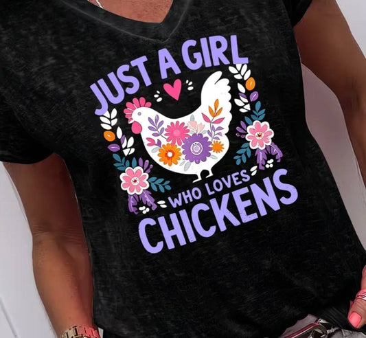 JUST A GIRL CHICKEN TEE