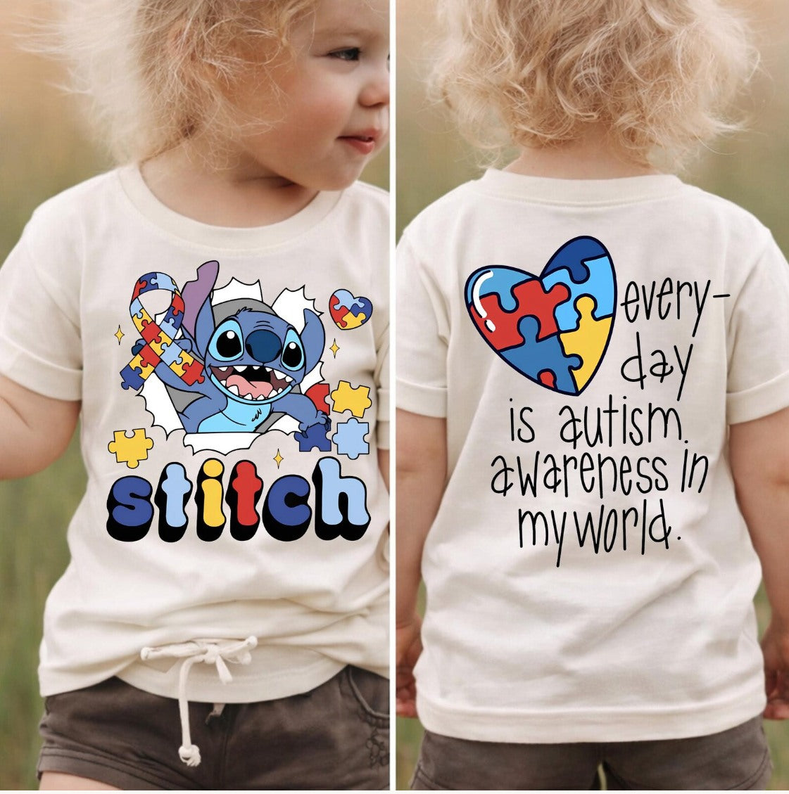 BLUE ALIEN AUTISM DOUBLE SIDED TEE