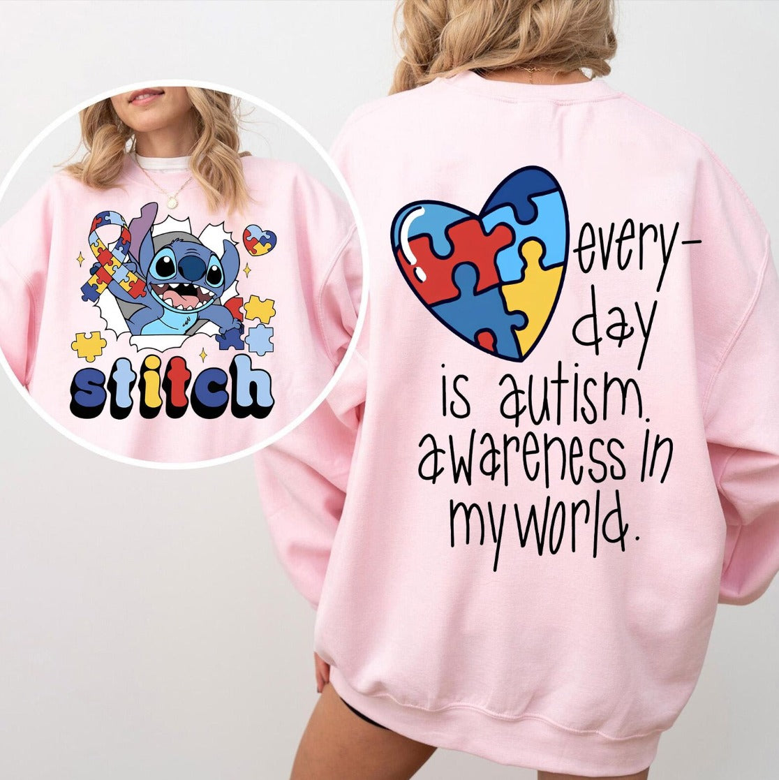 BLUE ALIEN AUTISM DOUBLE SIDED SWEATSHIRT