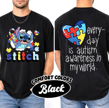 BLUE ALIEN AUTISM DOUBLE SIDED TEE