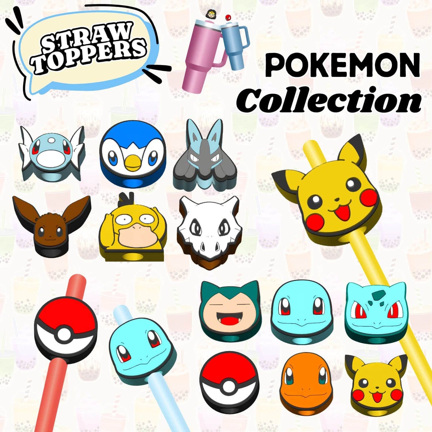 CATCH EM STRAW CHARMS- 3D PRINTED
