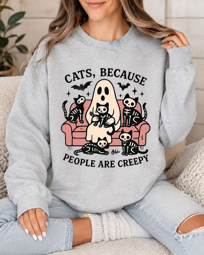 Cat Because People are Creepy- CREWNECK SWEATSHIRT