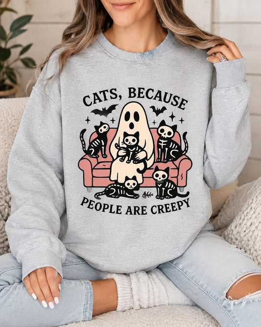 Cat Because People are Creepy- CREWNECK SWEATSHIRT