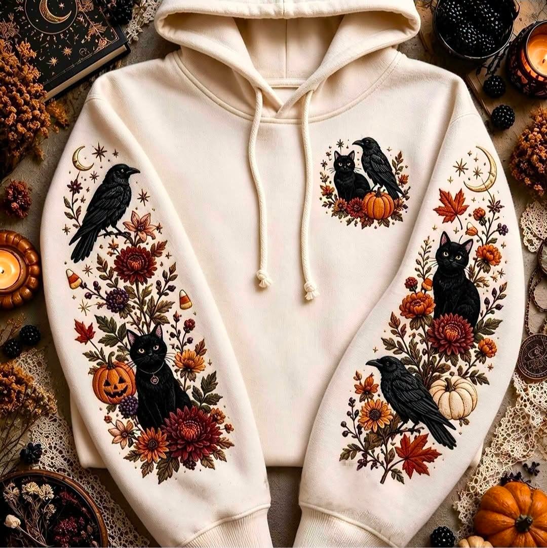 HARVEST MOON HOODED SWEATSHIRT W/ SLEEVE PRINT