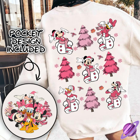 PINK TREE FRIENDS SWEATSHIRT W/ POCKET PRINT