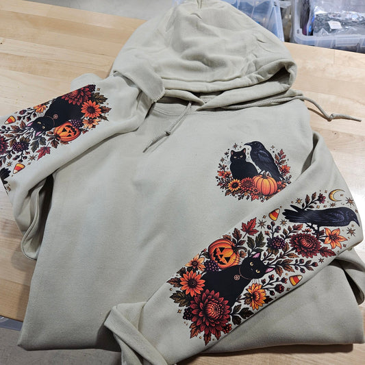 HARVEST MOON HOODED SWEATSHIRT W/ SLEEVE PRINT