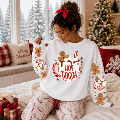 HOT COCOA SWEATSHIRT W/ SLEEVE PRINT