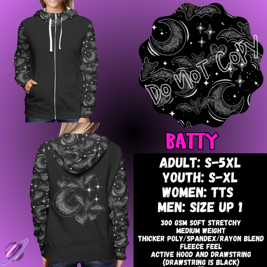 BATTY - ZIP UP HOODIE OUTFIT RUN PREORDER CLOSES 1/26