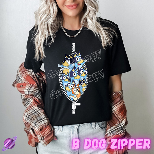 ZIPPER RUN - B DOG ZIPPER-UNISEX TEE ADULTS/KIDS