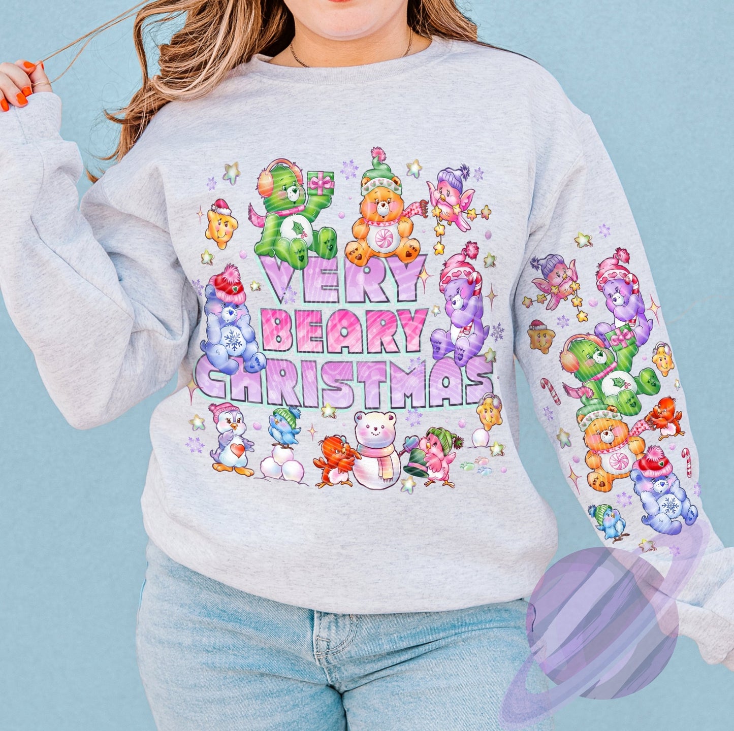 XMAS IN JULY-BEARY CHRISTMAS- CREWNECK SWEATSHIRT W/ SLEEVE PRINT