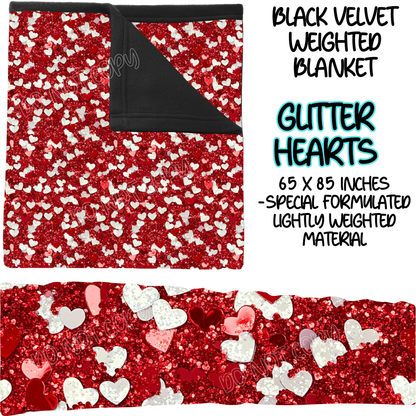 GLITTER HEARTS - BLACK VELVET WEIGHTED BLANKET ROUND 4 PREORDER CLOSING 10/16