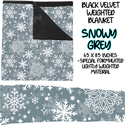 SNOWY GREY - BLACK VELVET WEIGHTED BLANKET ROUND 4 PREORDER CLOSING 10/16