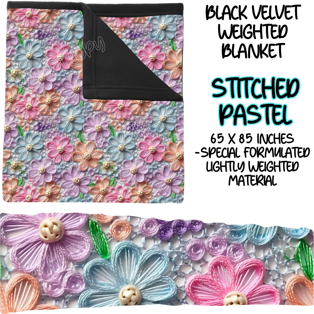 STITCHED PASTEL - BLACK VELVET WEIGHTED BLANKET ROUND 4 PREORDER CLOSING 10/16