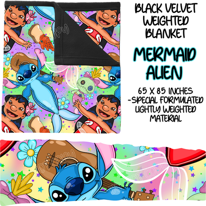 MERMAID ALIEN - BLACK VELVET WEIGHTED BLANKET ROUND 4 PREORDER CLOSING 10/16