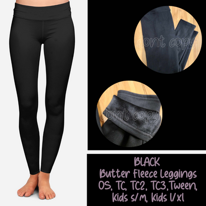 SOLID BLACK  - BUTTER FLEECE LINED LEGGINGS