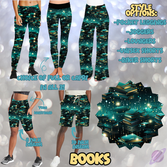 BOOKS - LEGGING/JOGGER/LOUNGER/SHORTS - MOSTLY TEAL RUN PREORDER CLOSING 2/8