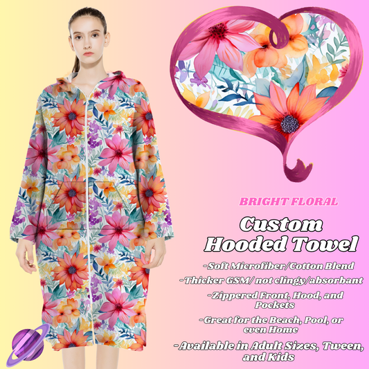 BRIGHT FLORAL- HOODED TOWEL- PREORDER CLOSING 4/27
