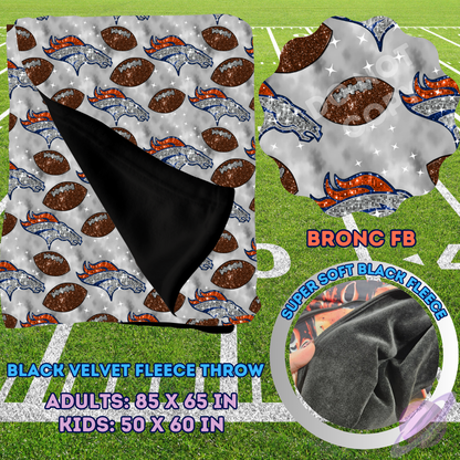 BRONC FB-SEQUIN THROW BLANKET RUN-SOFT CLOSE 8/9-HARD CLOSE 8/11
