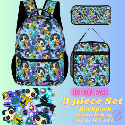 BUTTON EYES-3 PIECE BACKPACK SET-PREORDER CLOSING 7/3
